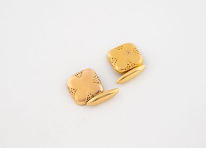 Paire de boutons de manchette en or jaune...