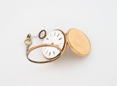 Pocket watch in yellow gold (750).
Round...