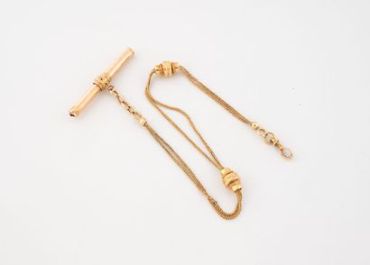 Yellow and pink gold (750) watch chain with...