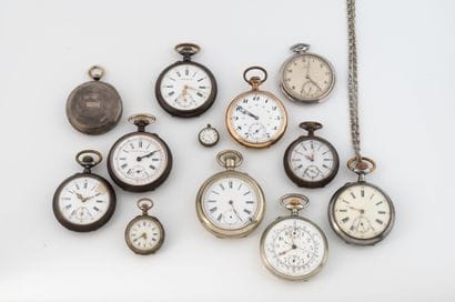 Lot of silver-plated pocket watches, including...