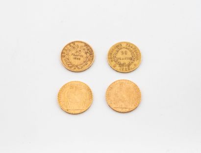 Four 20 franc gold coins including:
- One...