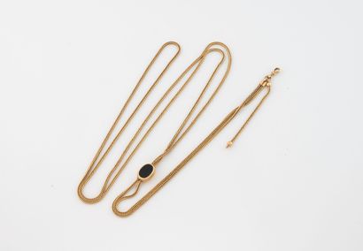 Yellow gold (750) long neck watch chain with...