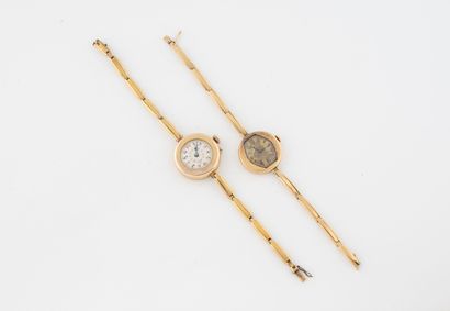Two ladies' wristwatches with spring-link...
