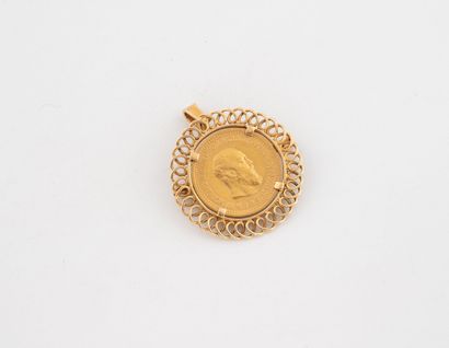 Yellow gold (750) pendant brooch centered...