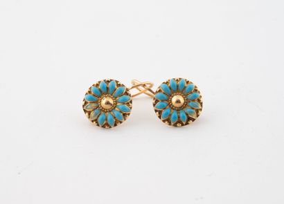 Pair of yellow gold (750) dormeuses centered...