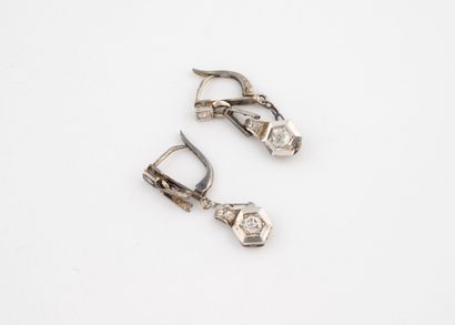 Pair of silver (800) and platinum (950) dormeuses...