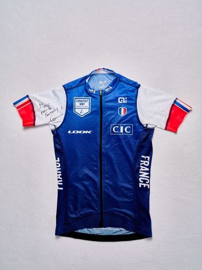 French cycling team jersey signed by Cédrine...