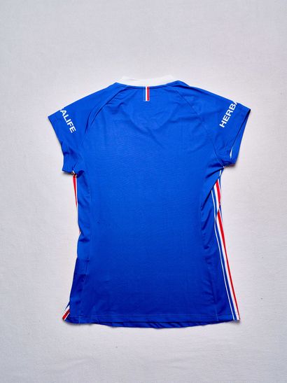 French women's volleyball team blue jersey...