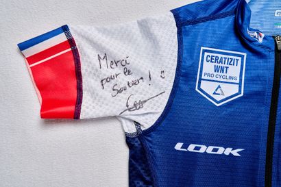 French cycling team jersey signed by Cédrine...