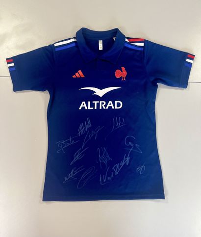 French rugby team jersey signed by players...