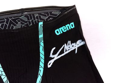 Swimming jammer signed and worn by Yohann...