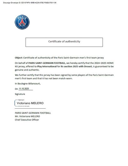 Official signed PSG jersey - Season 2024/2025...