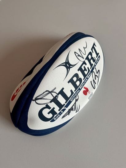 French rugby team ball signed by XV de France...