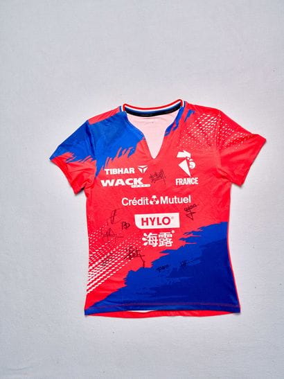 French table tennis team jersey signed by...