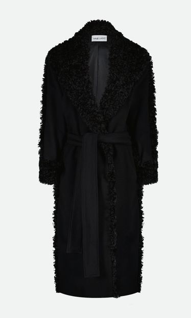 Black coat in wool and fur fabric Vegan VAILLANT

The...