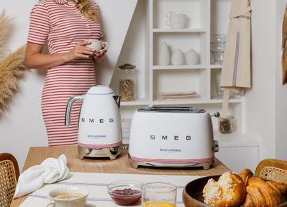 White electric kettle and toaster, 50's design...