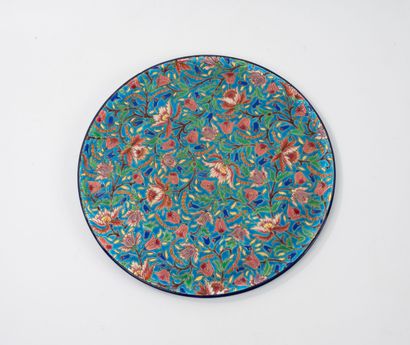 LONGWY
Round polychrome ceramic dish with...