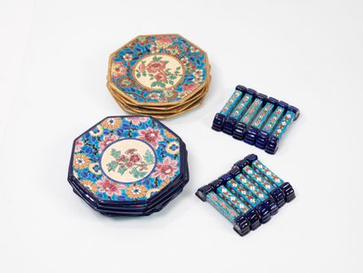 LONGWY
- Suite of two sets of six glazed...