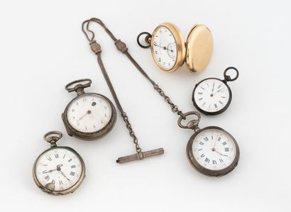 Lot of four silver (800) pocket watches and...