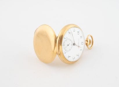 LIP
Pocket watch in yellow gold (750). 
Enameled...