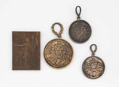 Lot of three silver and vermeil agricultural...