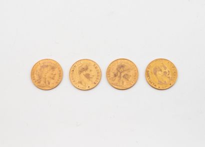 FRANCE 
Lot of four 10 Franc gold Napoléon...