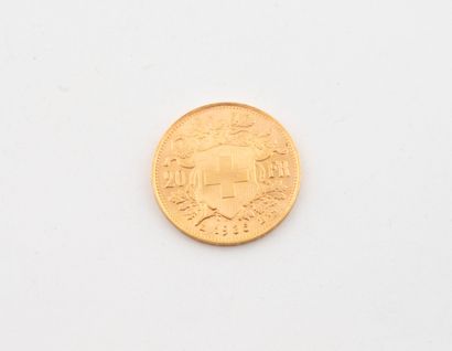 SWITZERLAND
Helvetia 20 franc gold coin.
1935.
Weight...