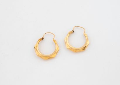 Pair of yellow gold (750) hoop earrings with...
