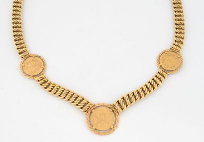 Necklace in yellow gold (750) featuring an...