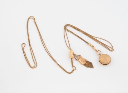 Yellow gold (750) watch chain with palm link...