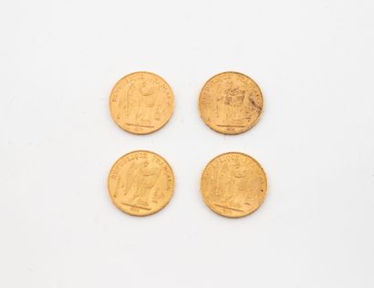 FRANCE 
Four 20 Franc gold French Republic...