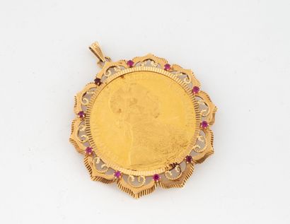 Yellow gold (750) pendant centered with a...