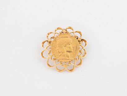 Gold (750) pendant brooch with openwork scroll...