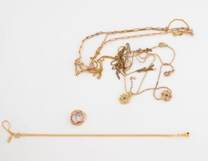 Lot of costume jewelry in gold-plated metal,...