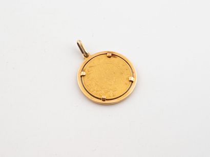 Yellow gold (750) pendant holding a 20-franc...