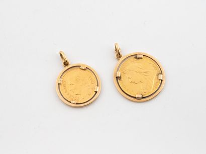 ENGLAND, MEXICO
Two pendant-mounted gold...