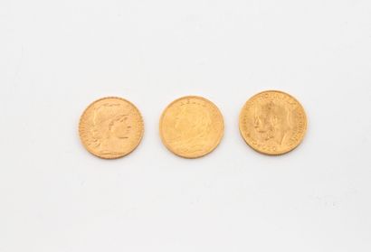 FRANCE, ENGLAND, SWITZERLAND
Three gold coins...