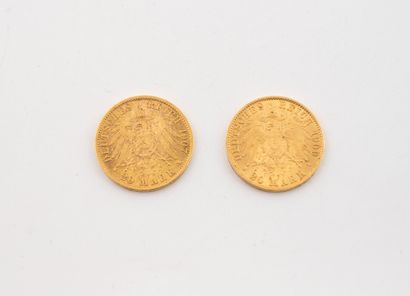 GERMANY
Lot including:
- One 20 mark coin,...