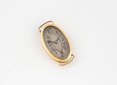 Yellow gold (750) oblong ladies' wristwatch...
