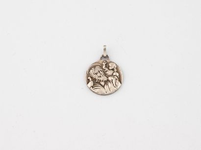 Silver religious medal (800) featuring Saint...