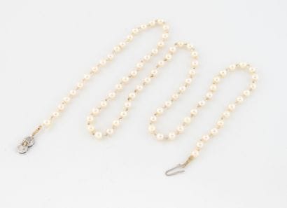 White cultured pearl necklace.
Hook clasp...