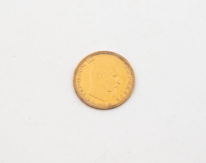 10 franc gold Napoleon III bareheaded coin.
1860.
Weight...