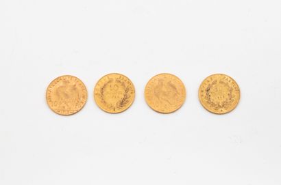 FRANCE 
Lot of four 10 Franc gold Napoléon...