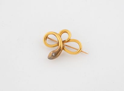 Brooch in yellow gold (750) depicting a coiled...