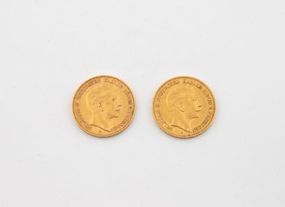 GERMANY
Lot including:
- One 20 mark gold...
