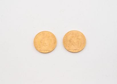 FRANCE
Lot including:
- One 20-franc gold...