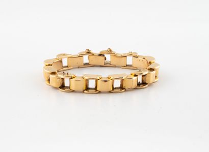Tank bracelet in yellow gold (750) with half-moon...