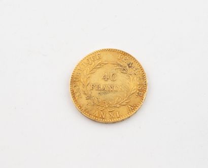 FRENCH REPUBLIC
40 franc gold coin, Bonaparte...
