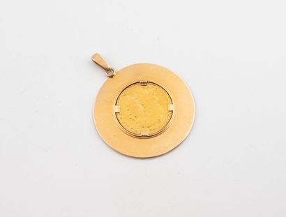 Round yellow gold (750) pendant with radiating...