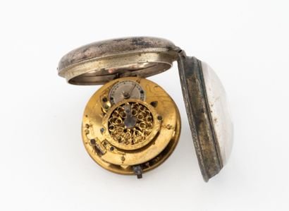Silver gousset watch (800).
White enameled...